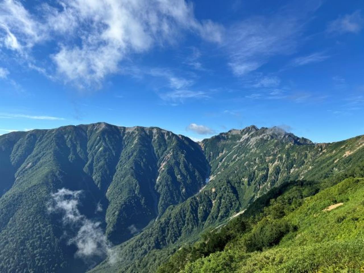 最高の週末土曜日スタート。蓮華岳と針ノ木岳(新越山荘より)