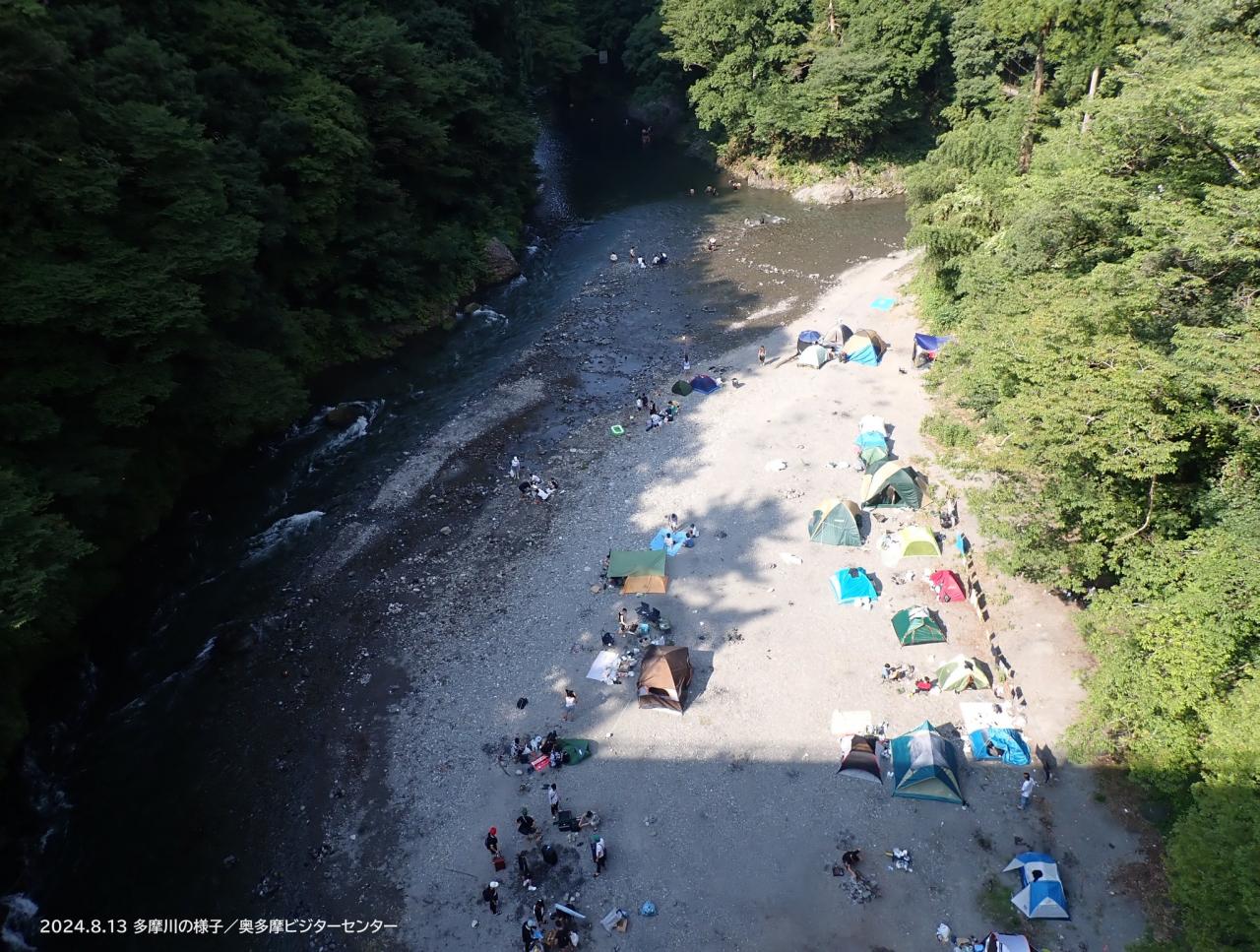 多摩川の様子。本日も朝から沢山の方がいます。50名以上はいそうです。外国の方が多いです